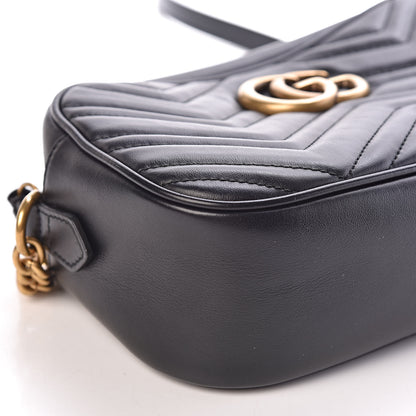 Gucci Calfskin Matelasse Small GG Marmont Chain Shoulder Bag Black 9 of 12