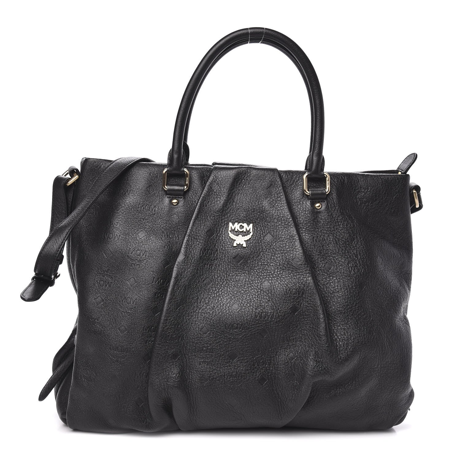 MCM Calfskin Ottomar Monogram Tote Black 1 of 9