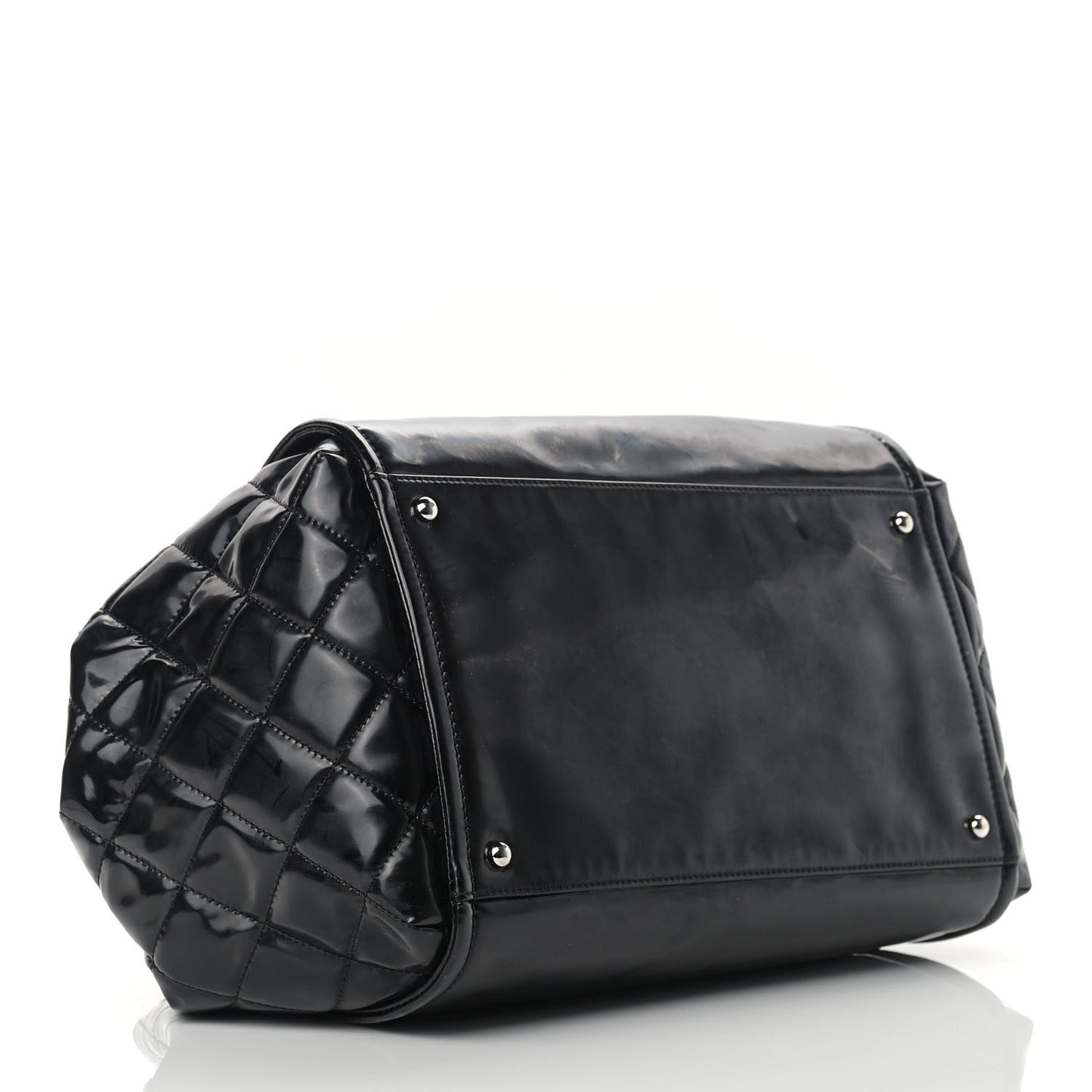 Vinyl Lipstick Ligne Accordion Tote Black
