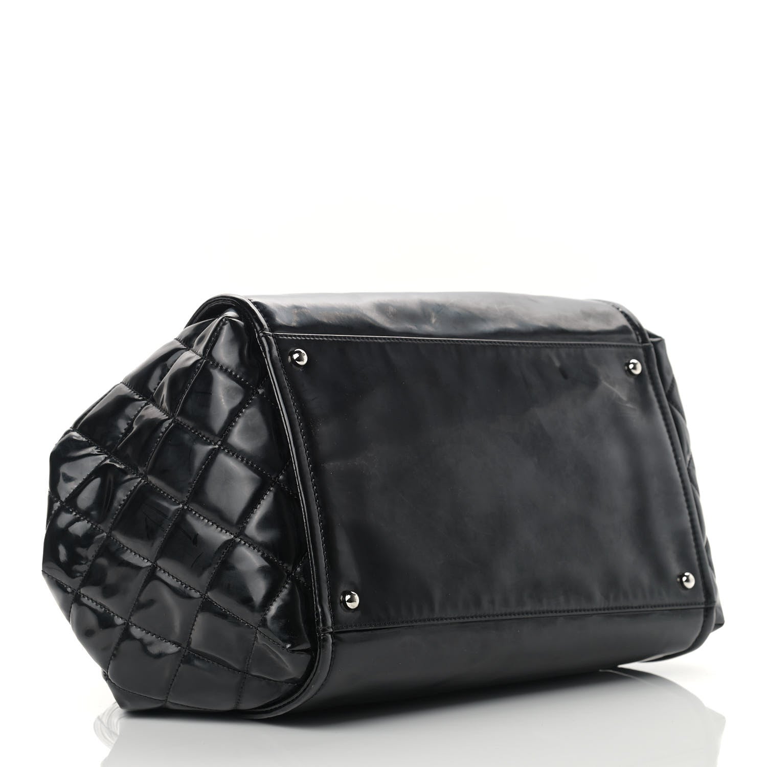 Chanel Vinyl Lipstick Ligne Accordion Tote Black 4 of 14