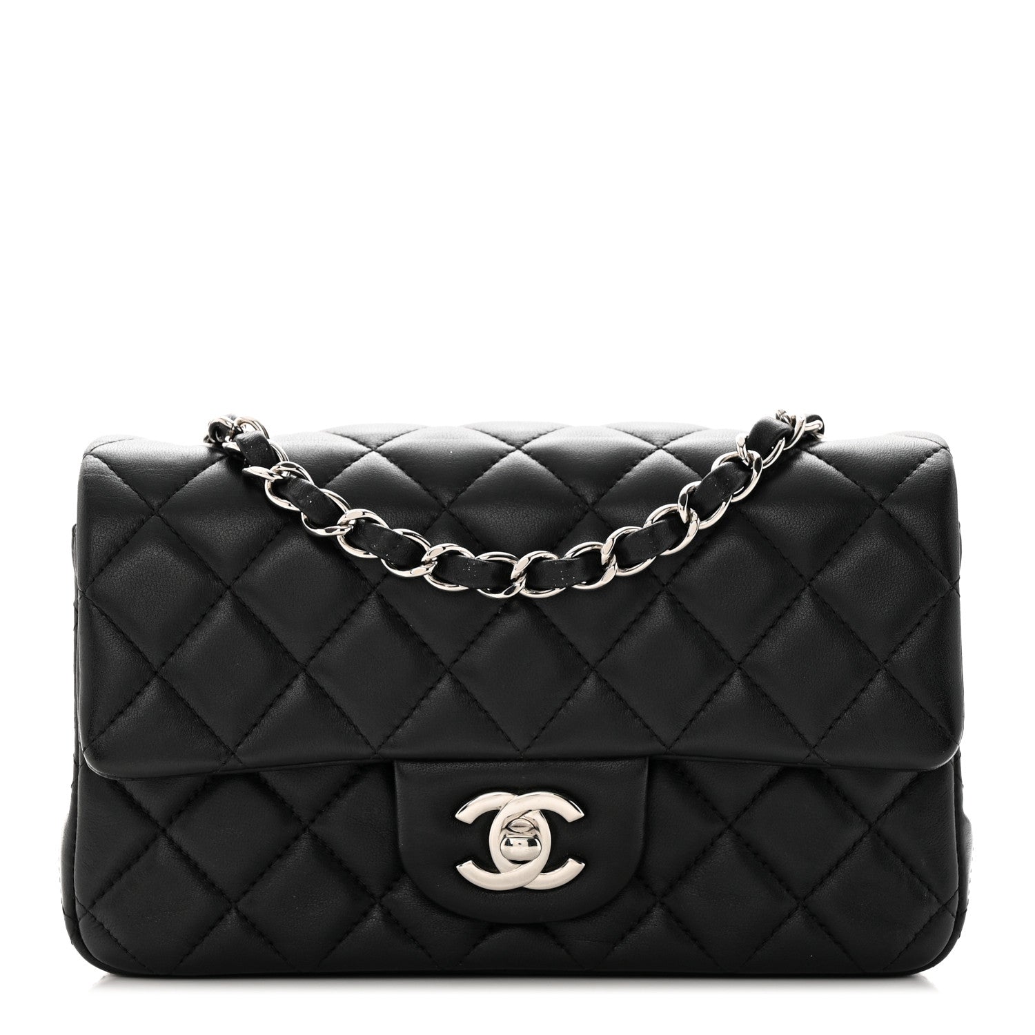 Chanel Lambskin Quilted Mini Rectangular Flap Black 1 of 16