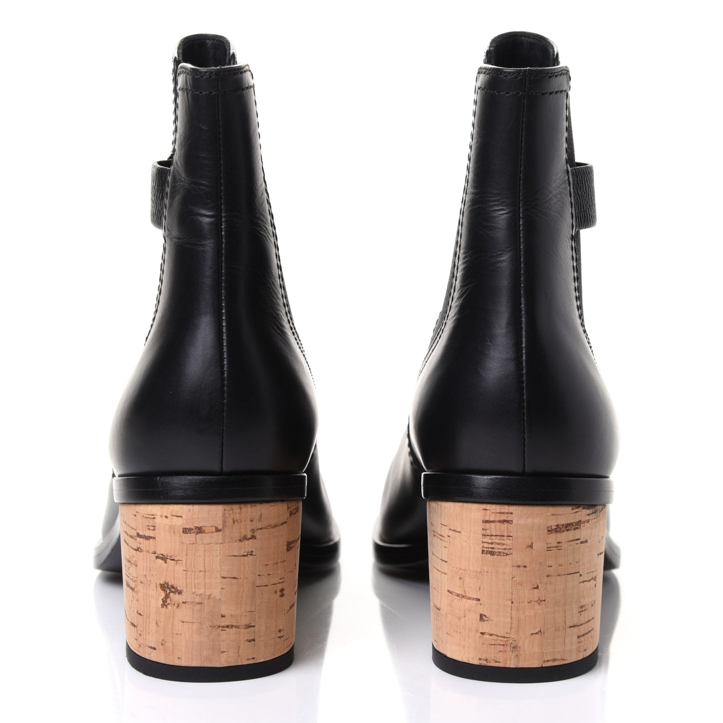 Calfskin Patent Cork Cap Toe Short Boots 40.5 Black