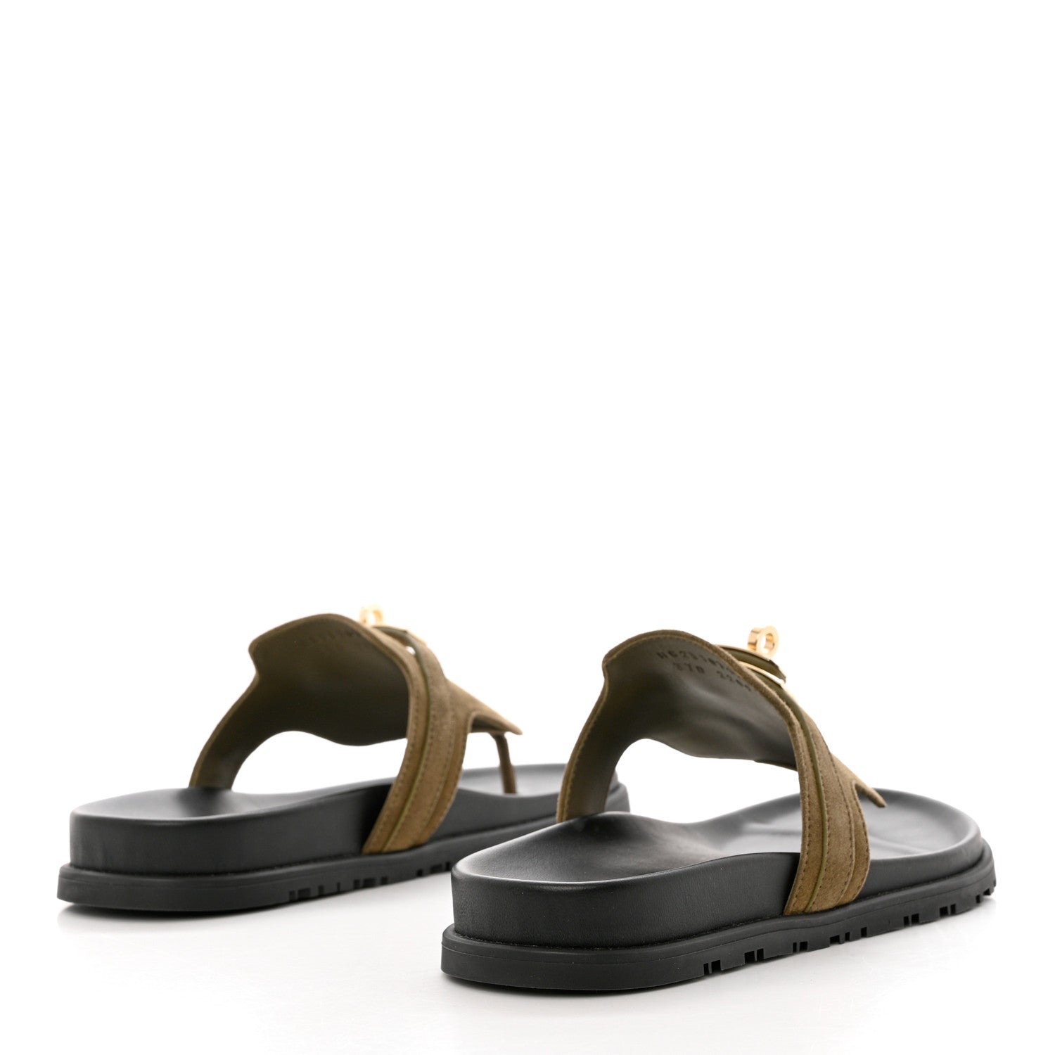 Hermes Suede Goatskin Womens Empire Sandals 37 Vert Toundra 4 of 10
