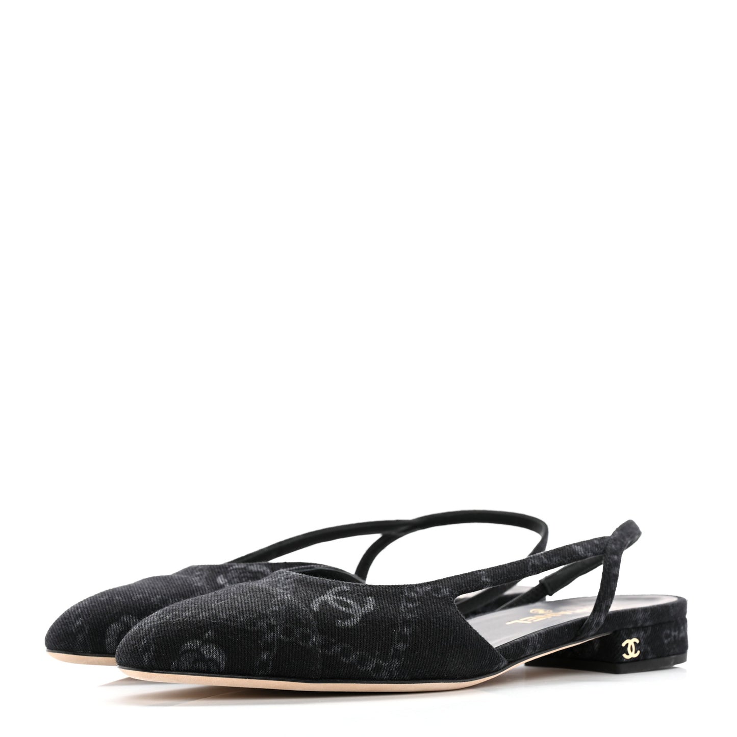 Denim Cap Toe CC Slingback Flats 41 Charcoal Black