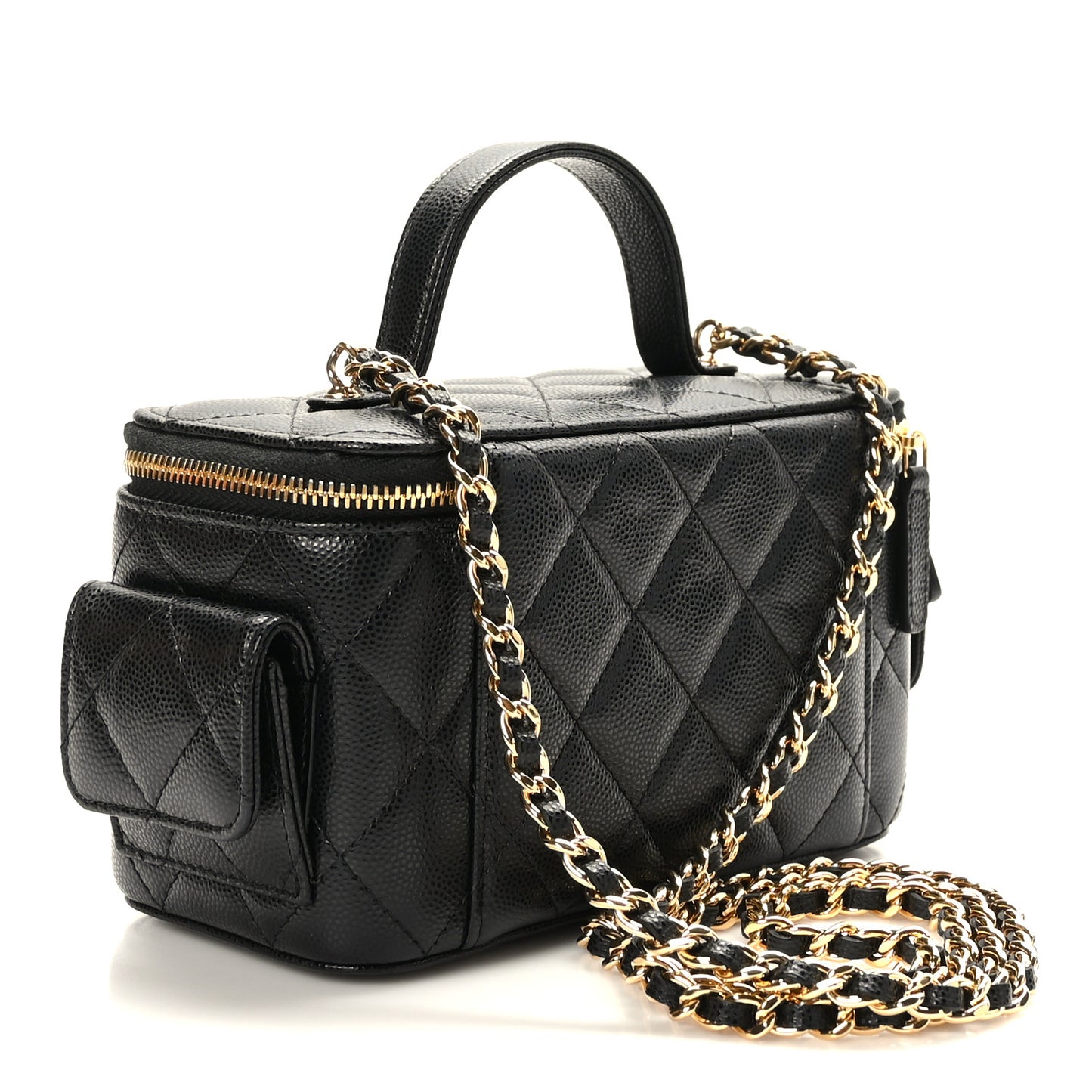 Caviar Quilted Polly Pocket East West Top Vanity With Chain Black