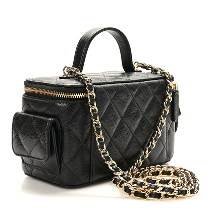 Chanel Caviar Quilted Polly Pocket East West Top Vanity With Chain Black 3 of 11
