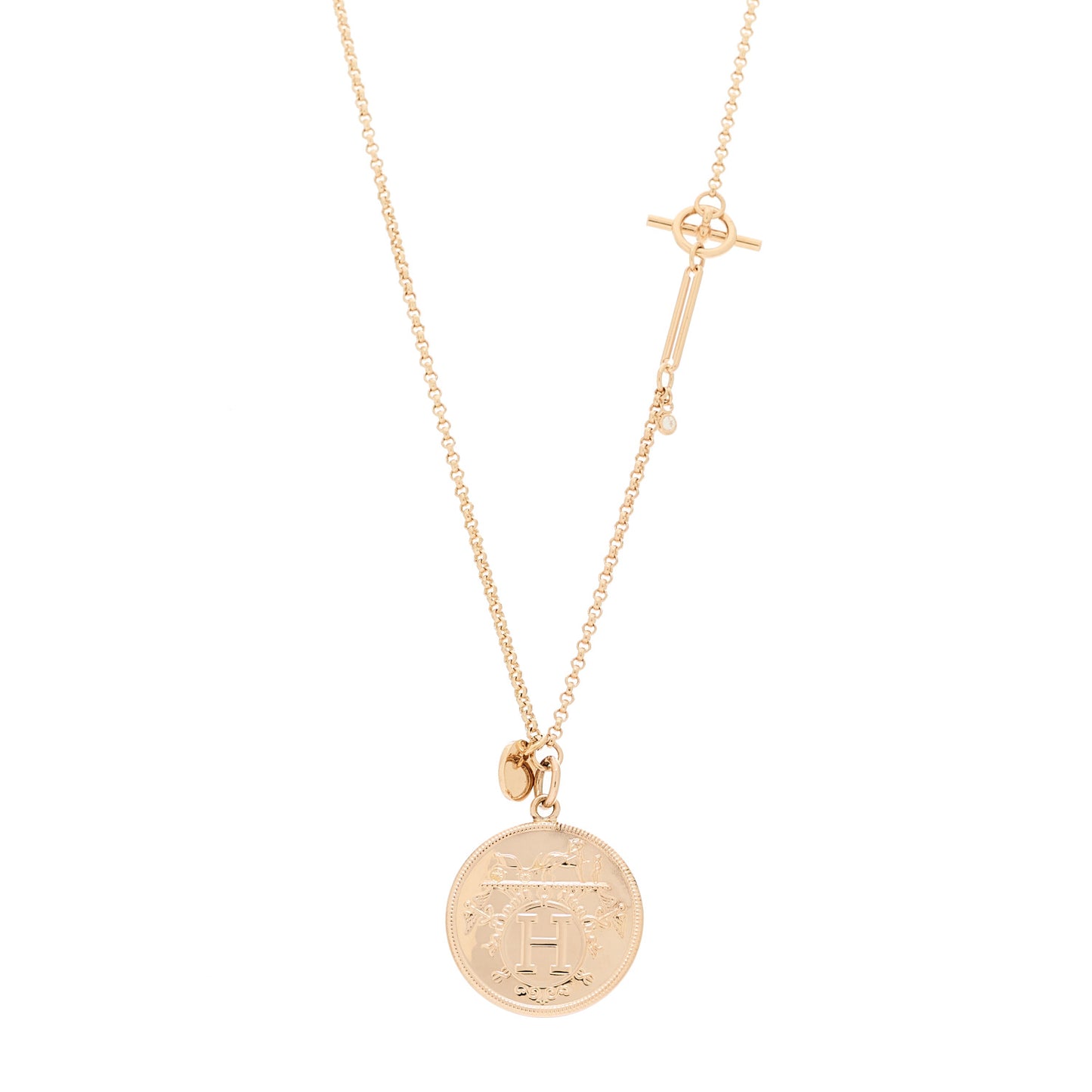 18K Rose Gold Diamond MM Ex-Libris Pendant Necklace