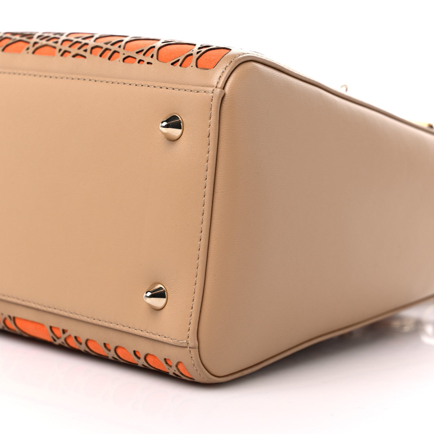 Christian Dior Calfskin Suede Cutout Stars Medium Lady Dior Beige Orange 9 of 9