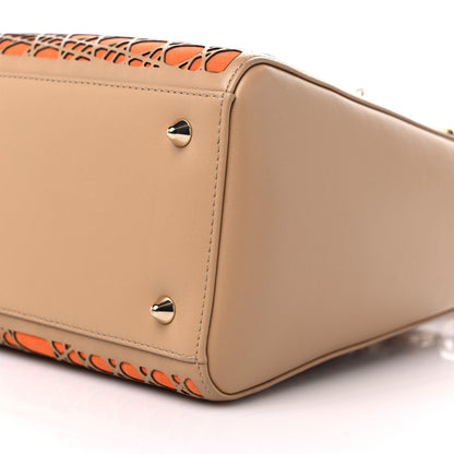 Christian Dior Calfskin Suede Cutout Stars Medium Lady Dior Beige Orange 9 of 9