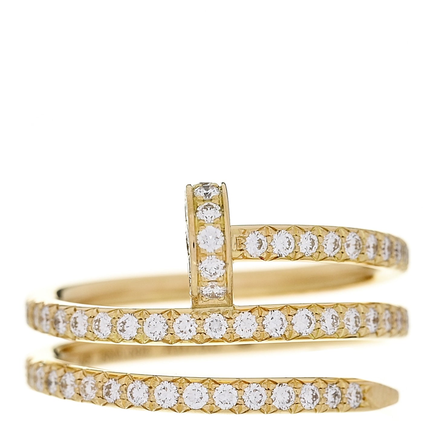 18K Yellow Gold Diamond Double Juste Un Clou Paved Ring 48 4.5