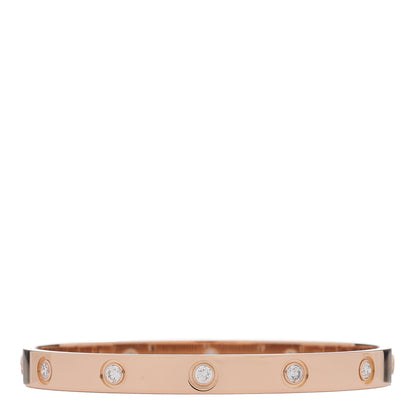 Cartier 18K Pink Gold 10 Diamond LOVE Bracelet 17 1 of 8