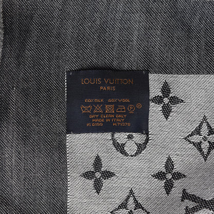 Louis Vuitton Wool Silk Monogram Denim Shawl Black 4 of 6