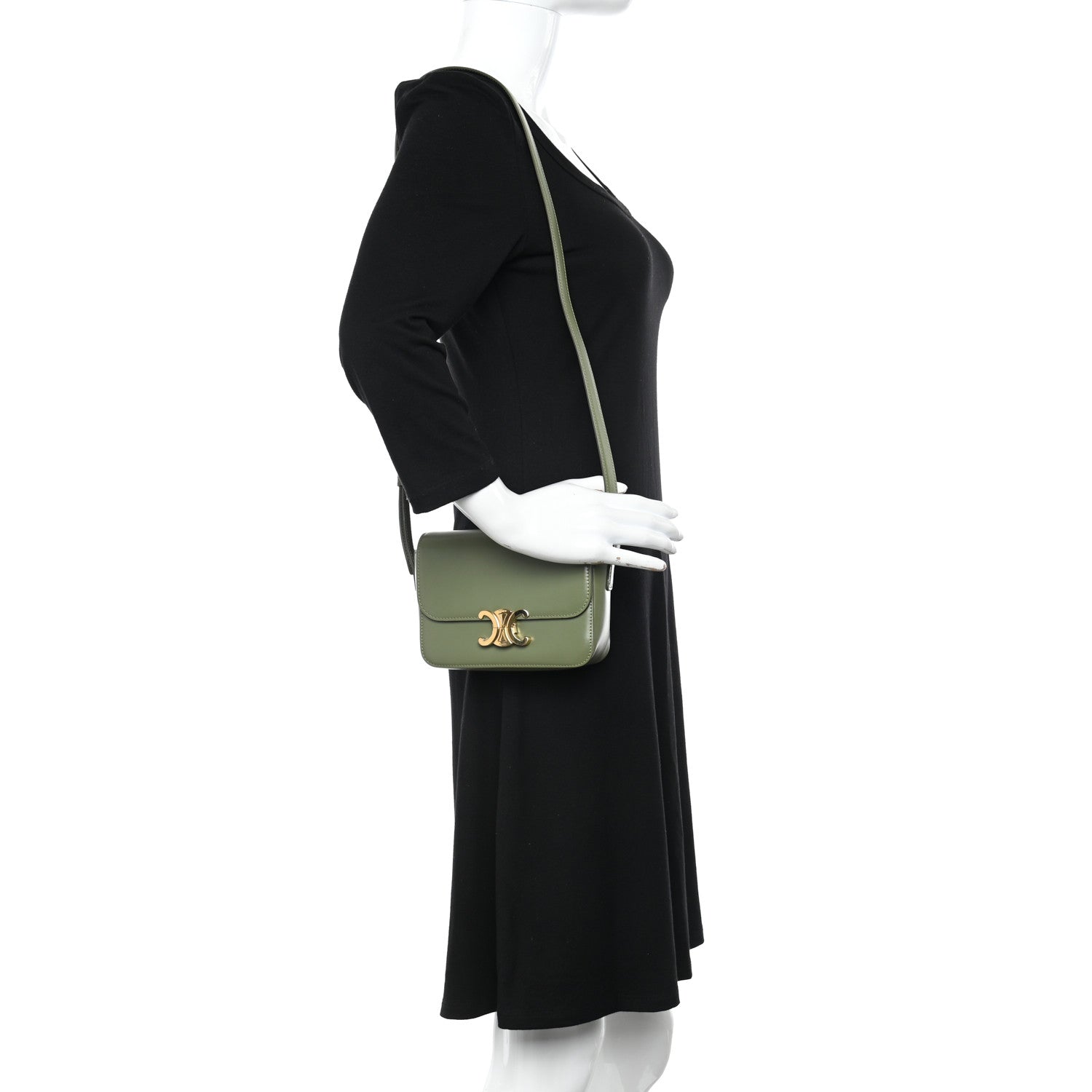 Celine Shiny Calfskin Nano Triomphe Soft Khaki 2 of 12