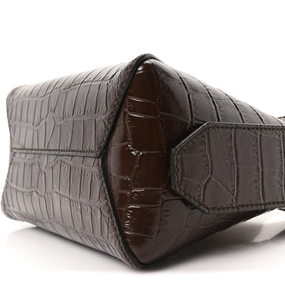 Jimmy Choo Calfskin Crocodile Embossed Small Diamond Hobo Chocolate 9 of 9