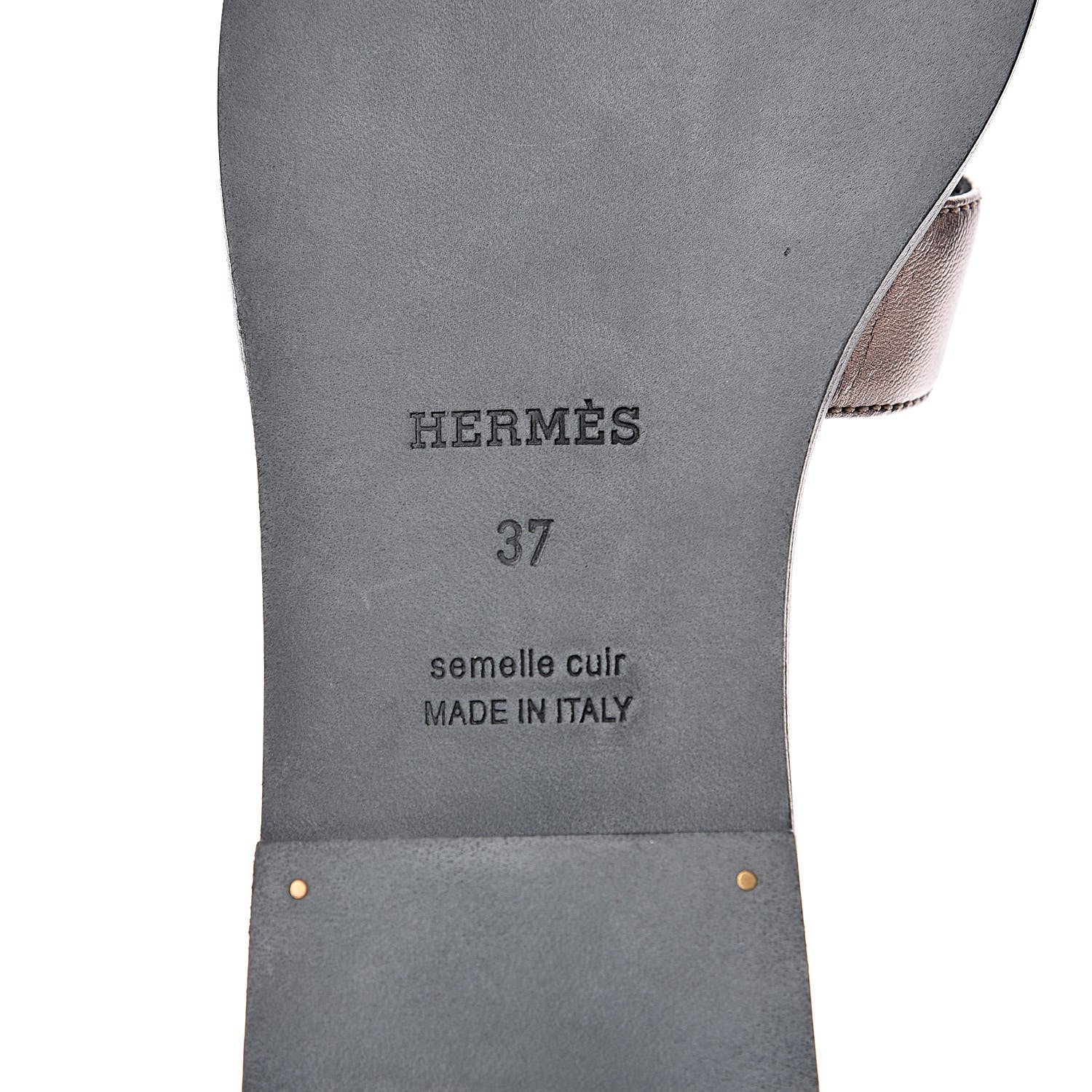 Hermes Metallic Nappa Oran Sandals 37 Or Vieilli 7 of 8