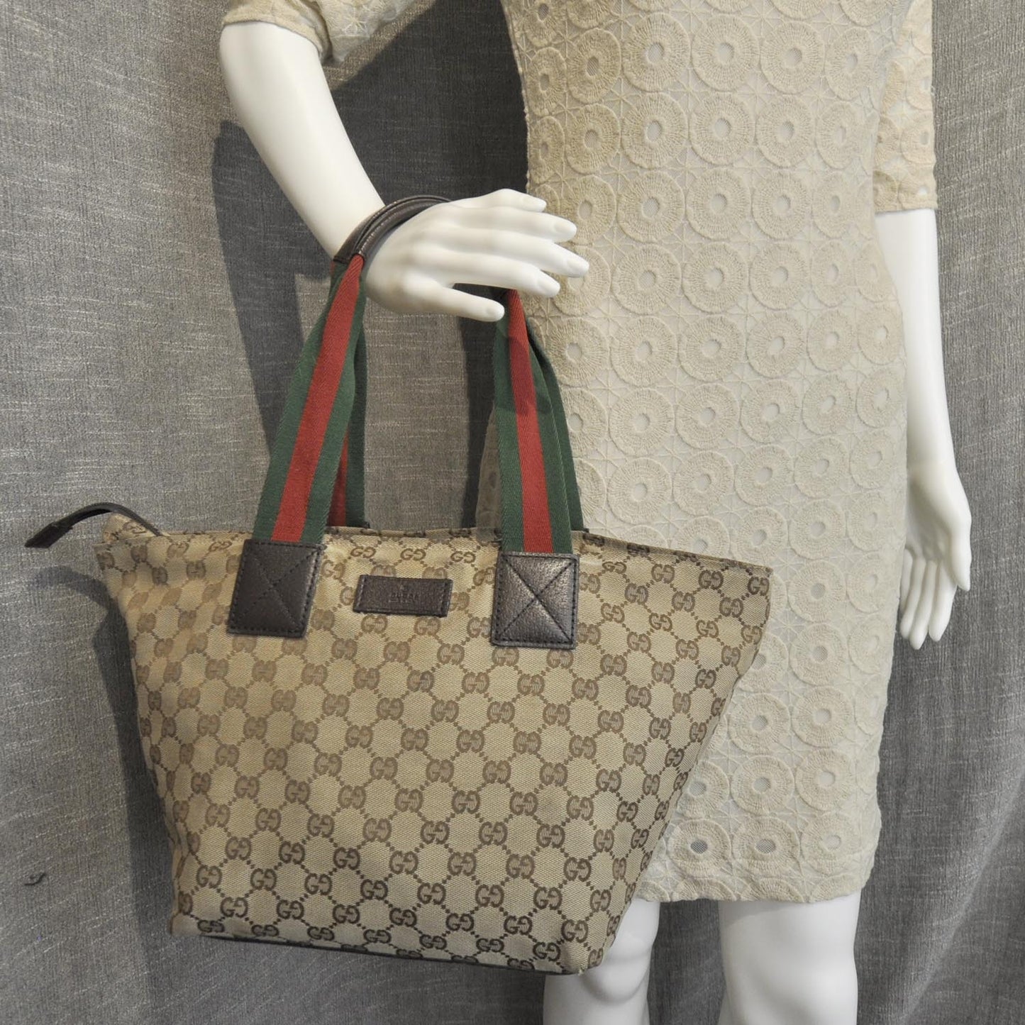 GG Monogram Medium Web Handle Bucket Tote