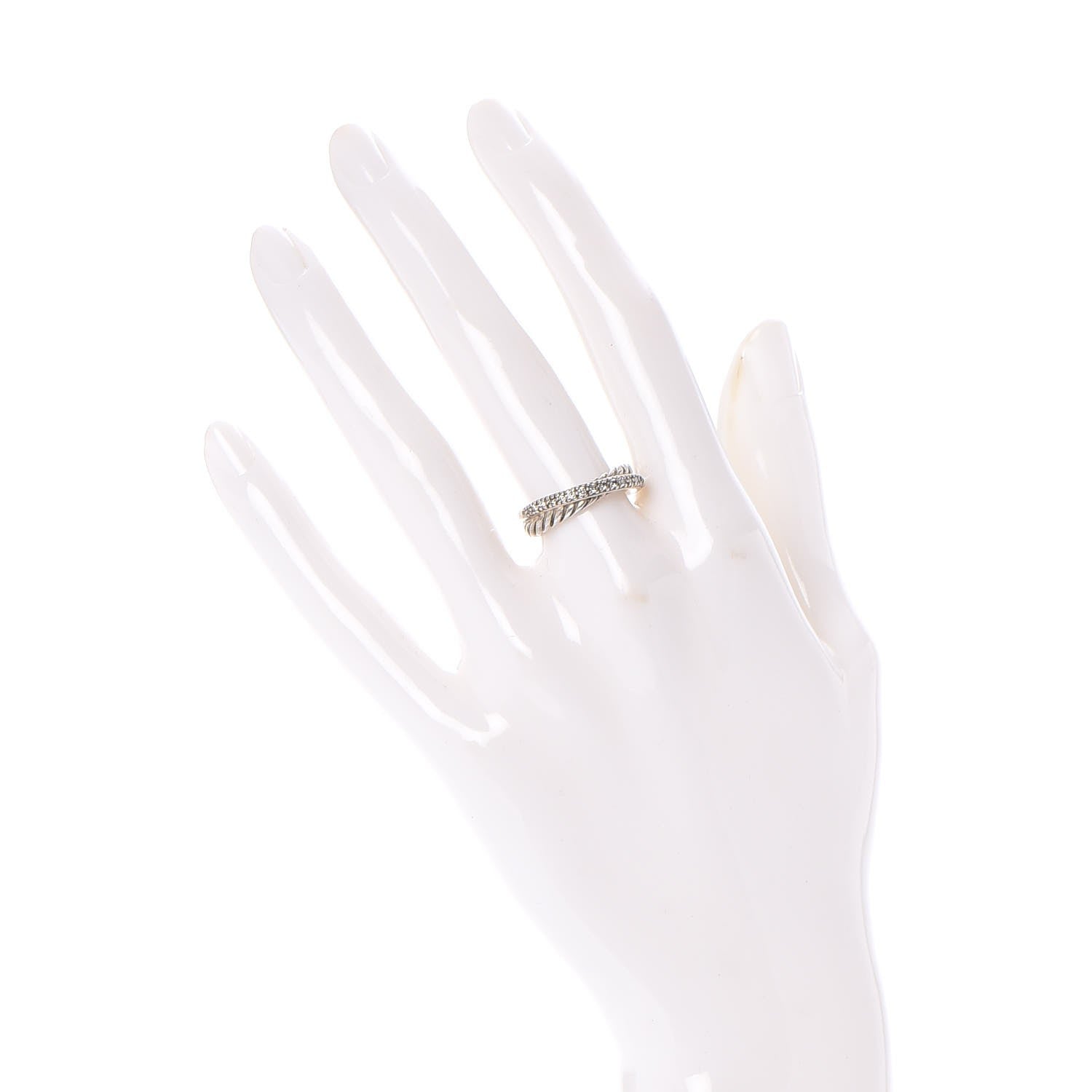 David Yurman Sterling Silver Diamond 5mm Crossover Ring 51.9 6 2 of 4