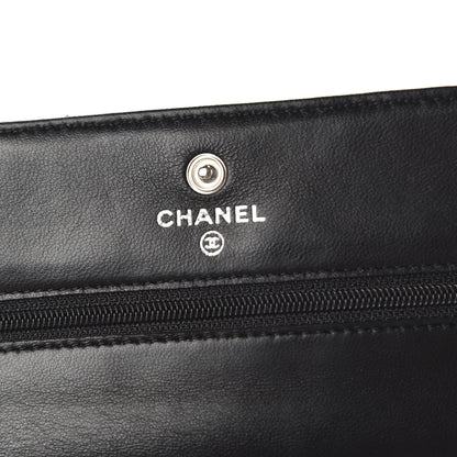 Chanel Perforated Lambskin Quilted Wallet On Chain WOC Black 9 of 11