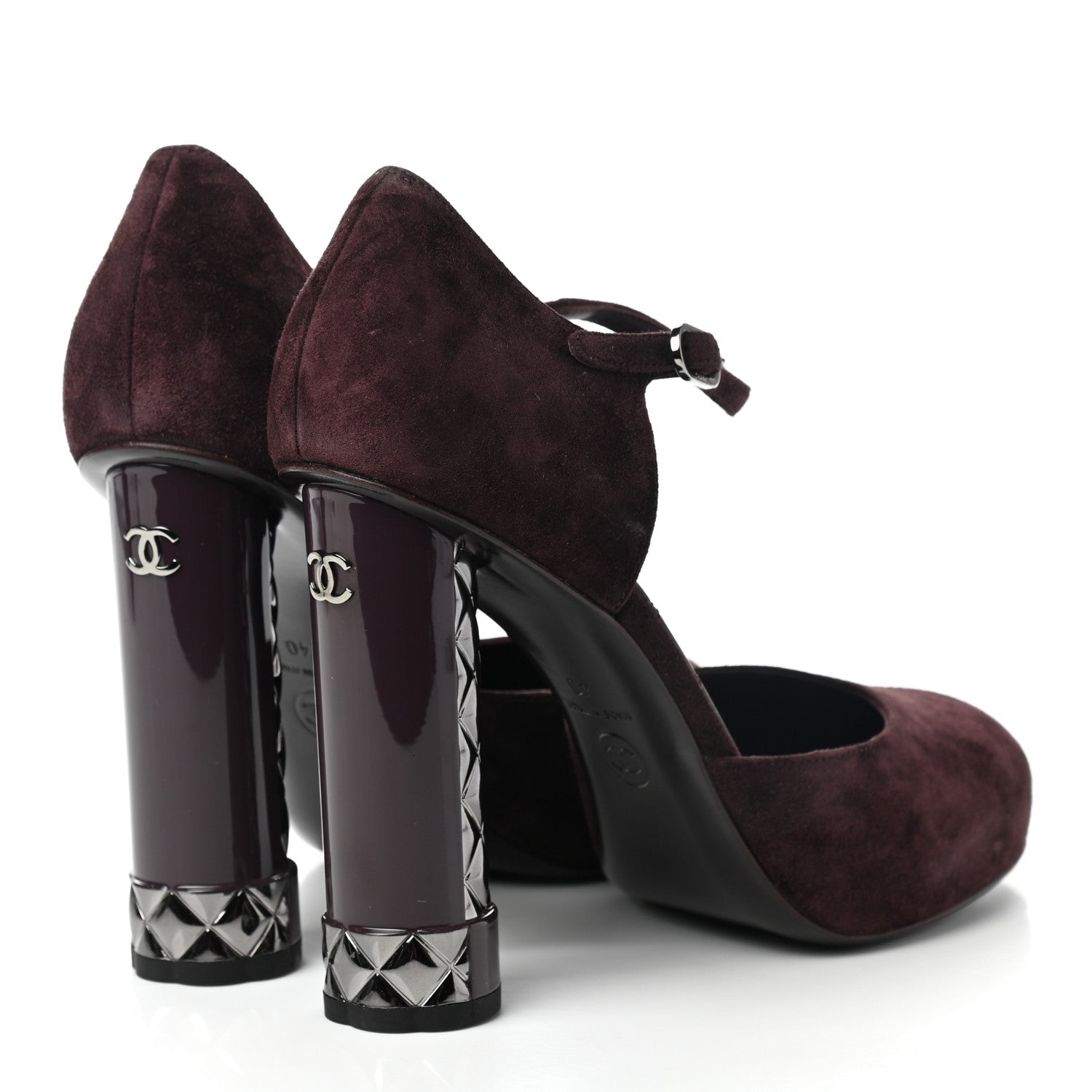Chanel Suede Calfskin Pumps 40 Dark Purple 4 of 14