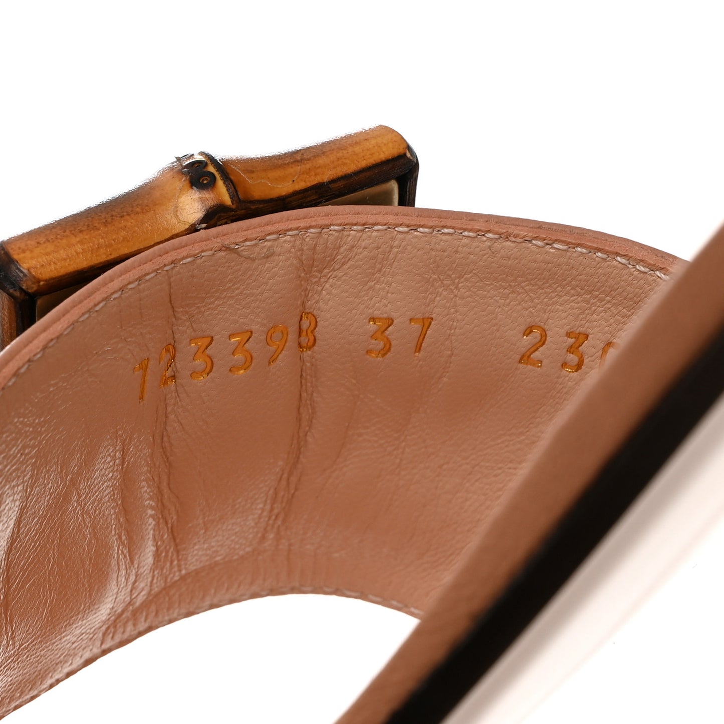 Calfskin Bamboo Buckle Sandals 37 Beige Multicolor