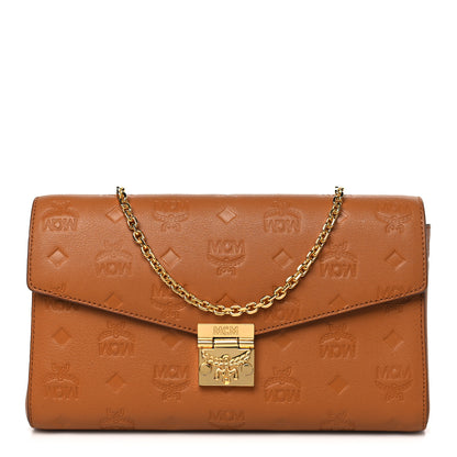 MCM Calfskin Ottomar Monogram Medium Millie Crossbody Bag Cognac 1 of 11