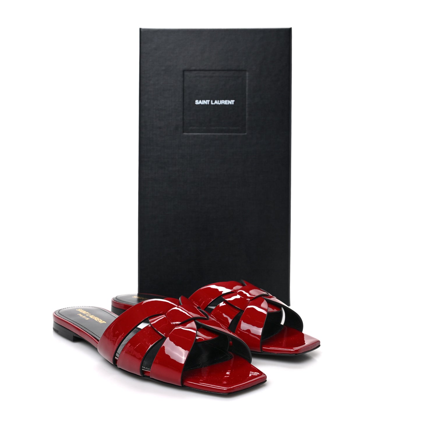 Patent Calfskin Nu Pied 05 Slide Sandals 38 Red