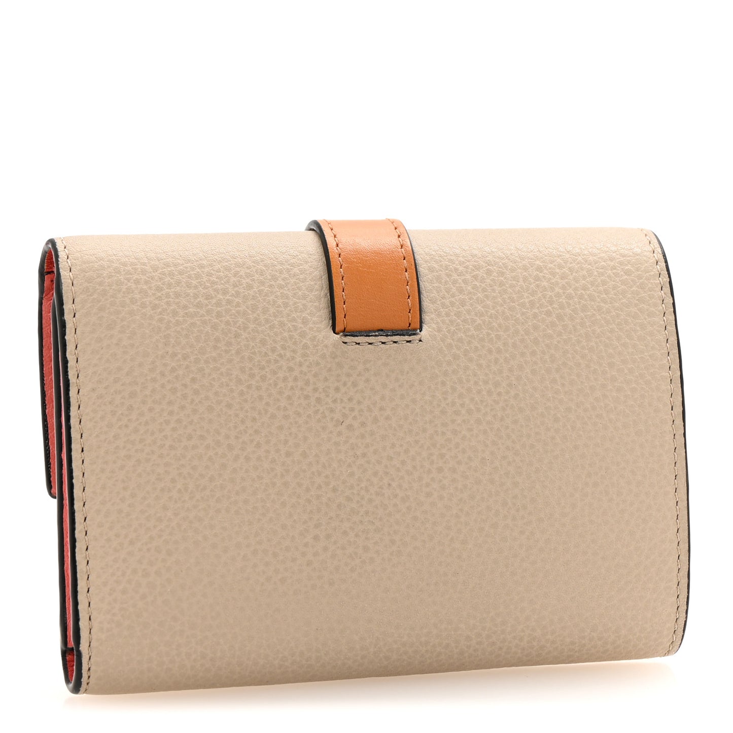 Grained Calfskin Small Vertical Wallet Light Oat Honey
