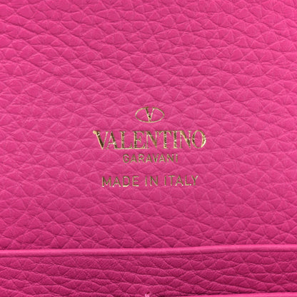 Valentino Garavani Pebbled Calfskin Enamel Monochrome Rockstud Flip Lock Flip Lock Wallet On Chain  Pink PP 6 of 11