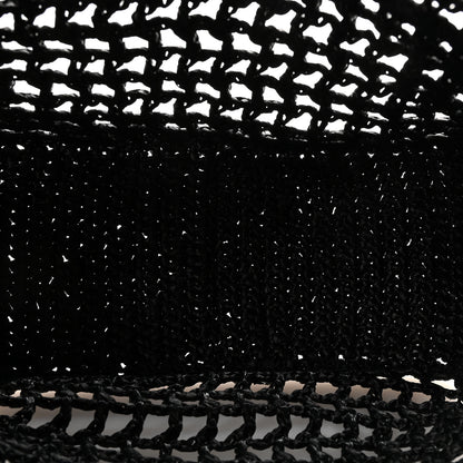 Prada Yarn Raffia Effect Crochet Logo Embroidered Small Tote Bag Black 5 of 8
