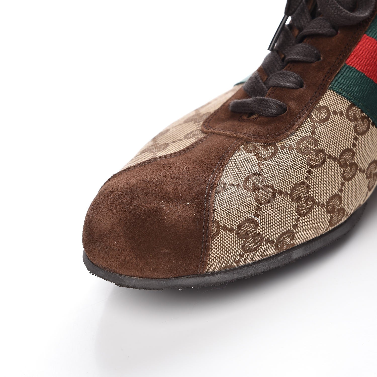 Gucci GG Monogram Suede Vintage Web Mens Sneakers 12.5 Dark Chestnut 12 of 14