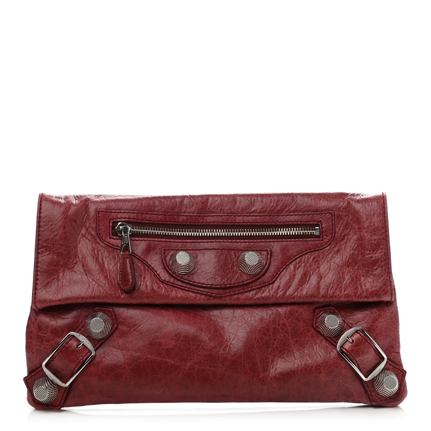 Agneau Giant 21 Silver Hardware Envelope Clutch Dark Wine
