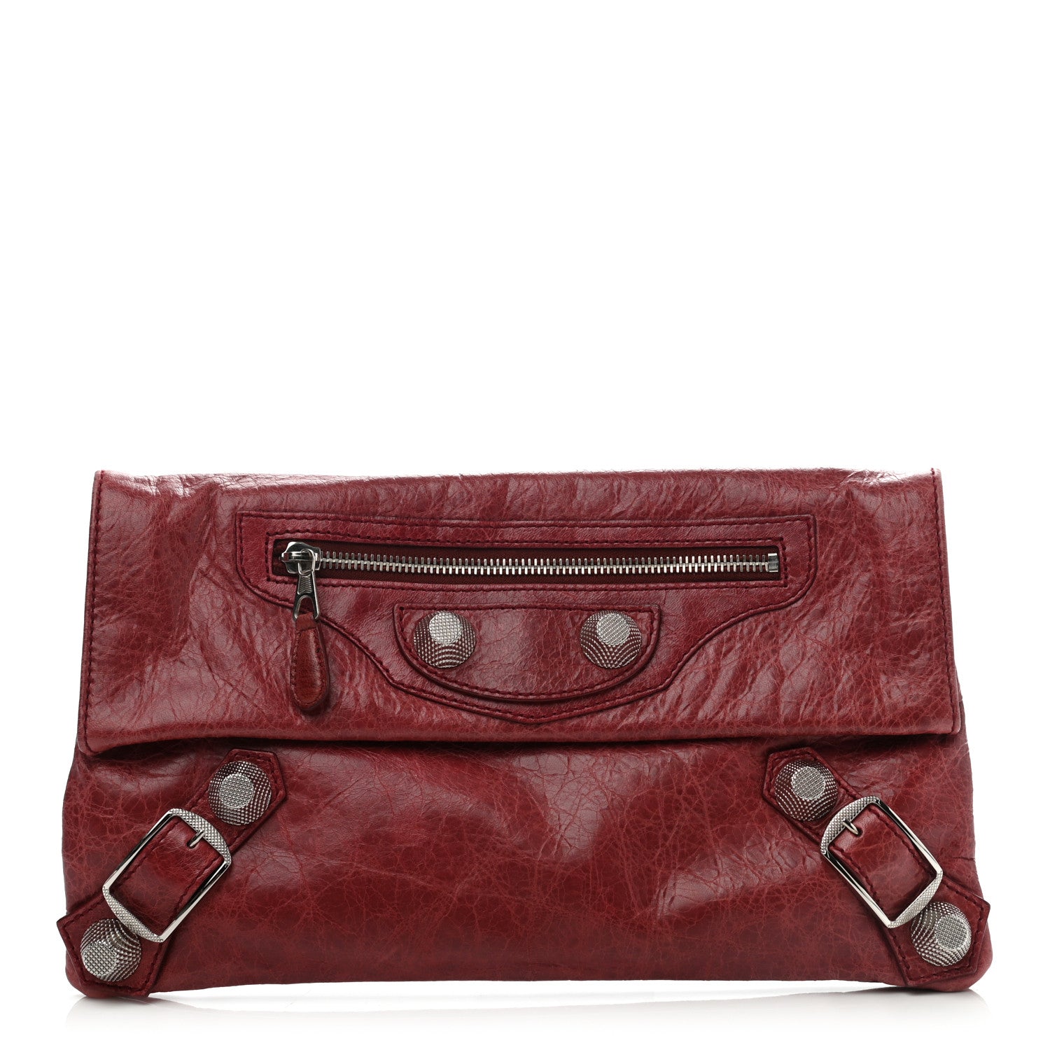 Balenciaga Agneau Giant 21 Silver Hardware Envelope Clutch Dark Wine 1 of 8