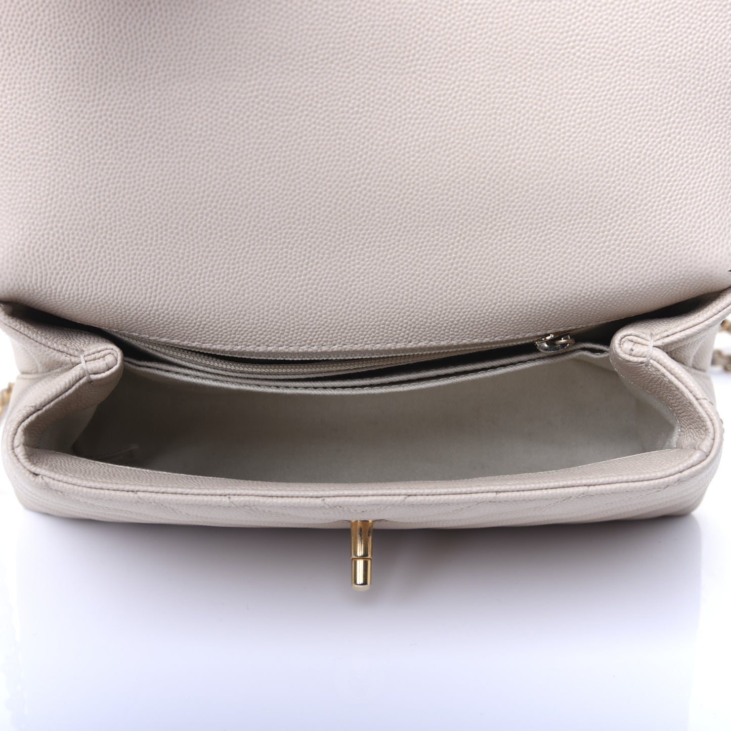 Caviar Lizard Chevron Quilted Mini Coco Handle Flap Ivory
