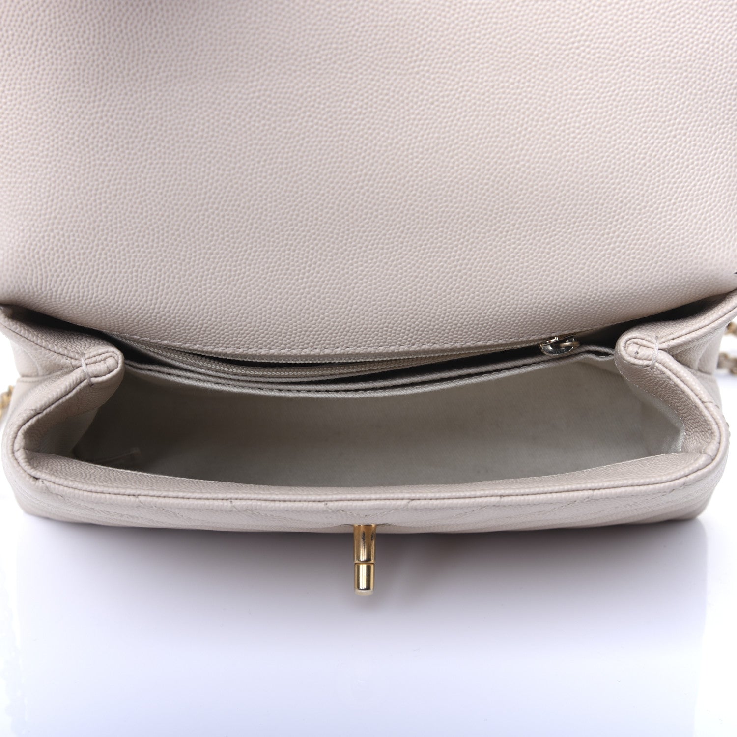 Chanel Caviar Lizard Chevron Quilted Mini Coco Handle Flap Ivory 5 of 17