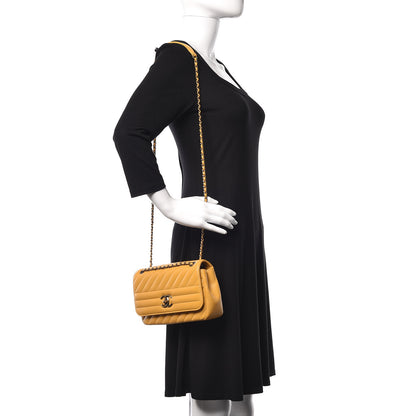 Chanel Shiny Goatskin Diagonal Quilted Small Flap Yellow 2 of 9