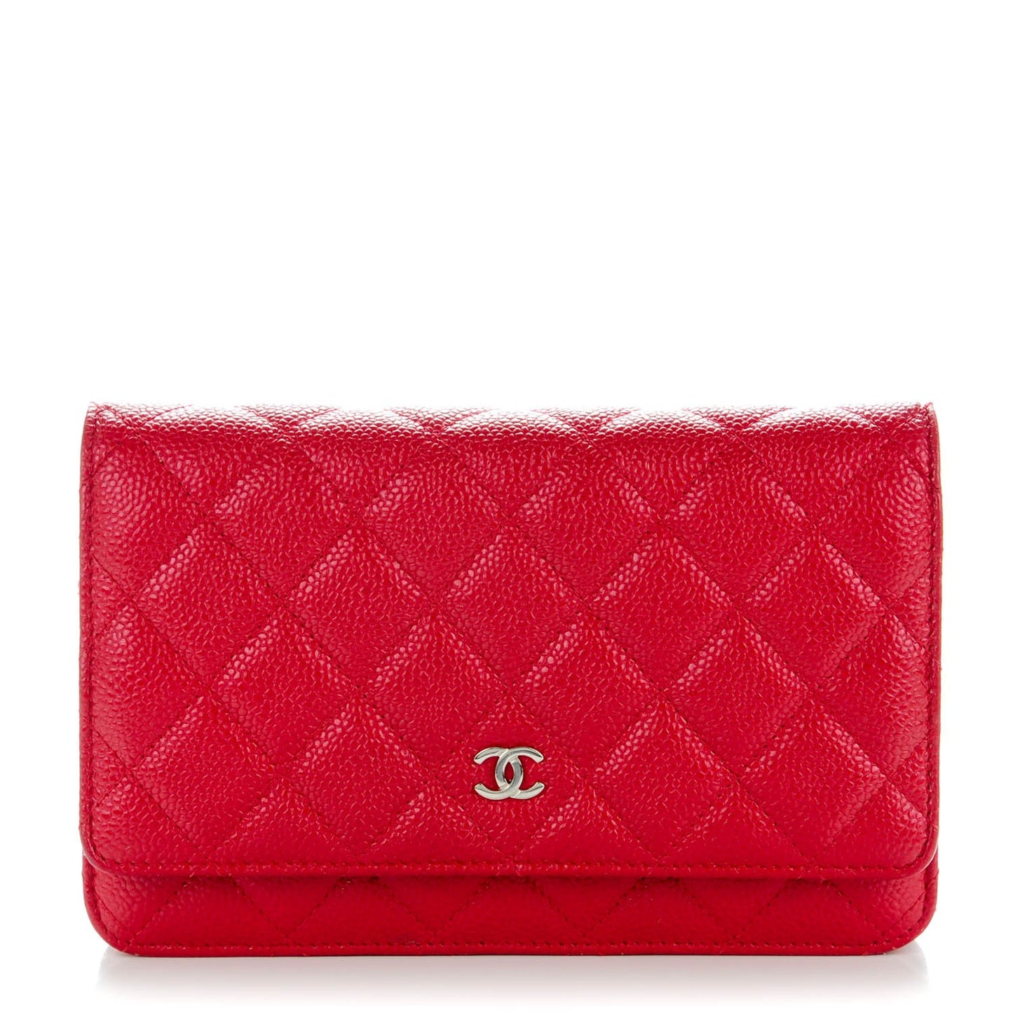 Caviar Quilted Wallet On Chain WOC Dark Pink