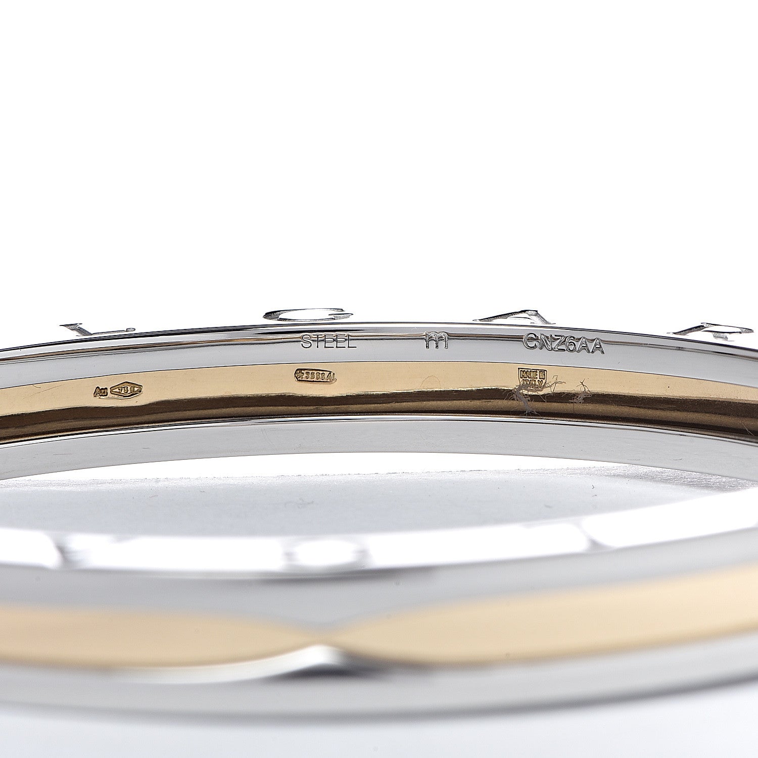 Bulgari 18K Yellow Gold Stainless Steel B.Zero1 Bangle Bracelet M 5 of 6