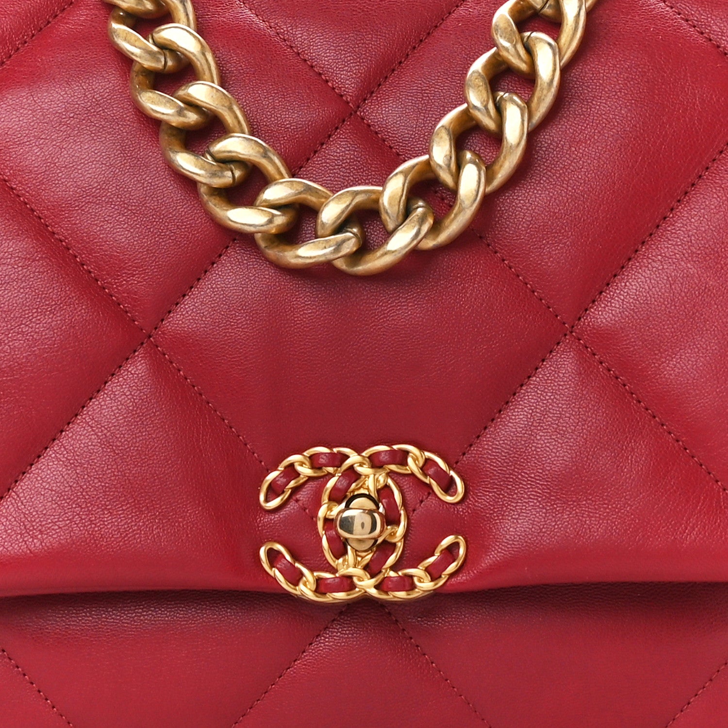 Chanel Goatskin Quilted Maxi Chanel 19 Flap Red 8 of 11