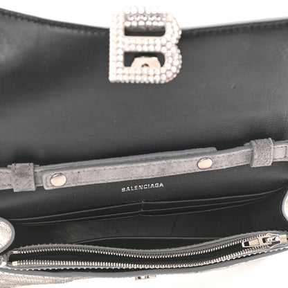 Balenciaga Strass Suede Hourglass Chain Bag Smoke Grey Crystal 5 of 9