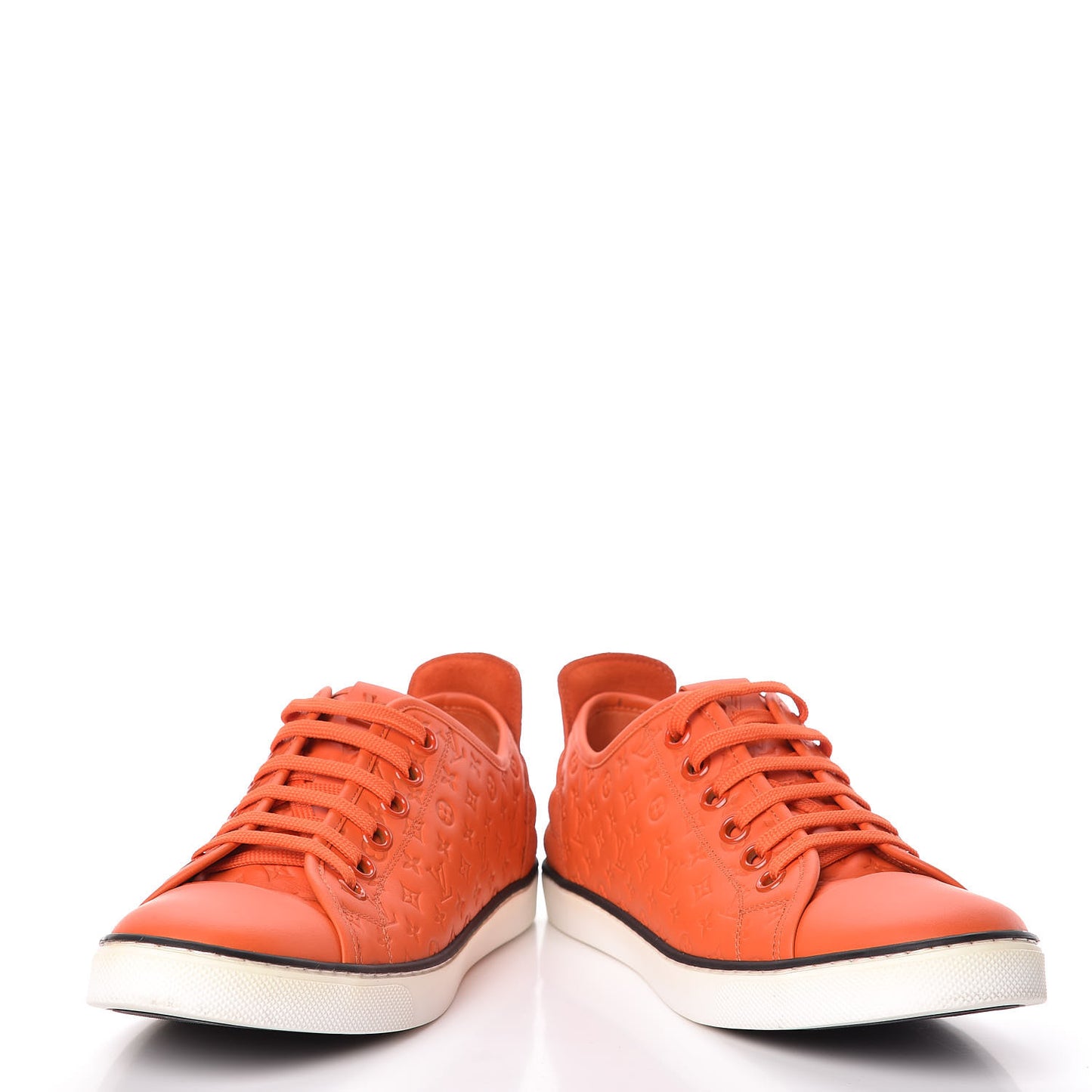 Calfskin Embossed Monogram Punchy Sneakers 39 Orange