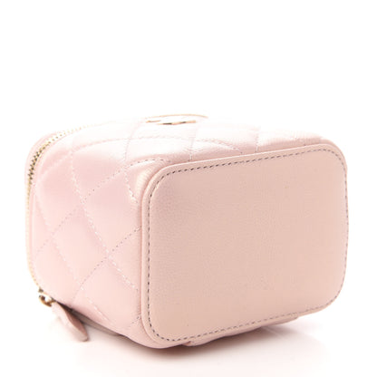 Chanel Iridescent Caviar Quilted Mini Pearl On Top Vanity Case With Chain Light Pink 4 of 11