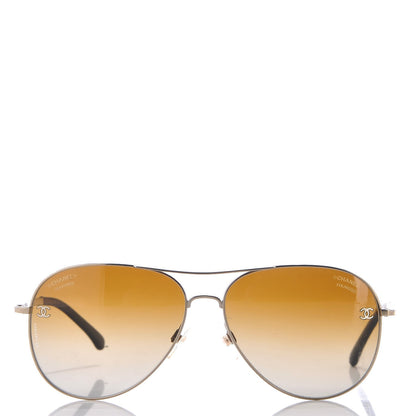 Chanel Aviator CC Sunglasses 4189-T-Q Gold 2 of 7
