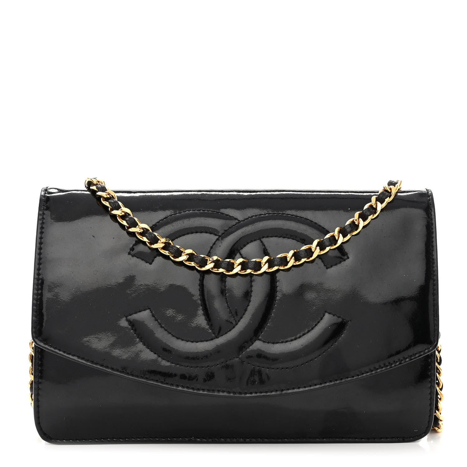 Chanel Patent Timeless CC Wallet On Chain WOC Black 1 of 14