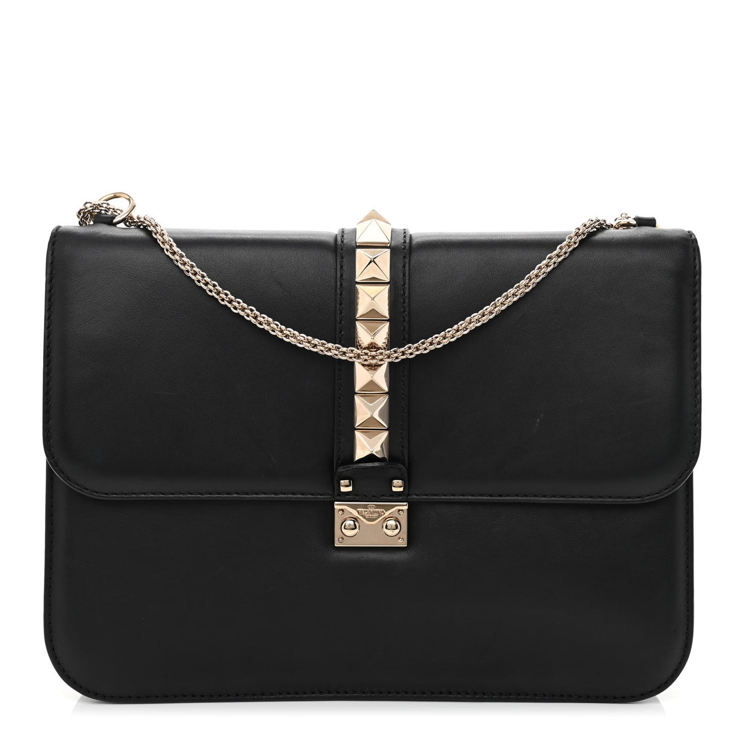 Vitello Medium Glam Lock Rockstud Flap Black
