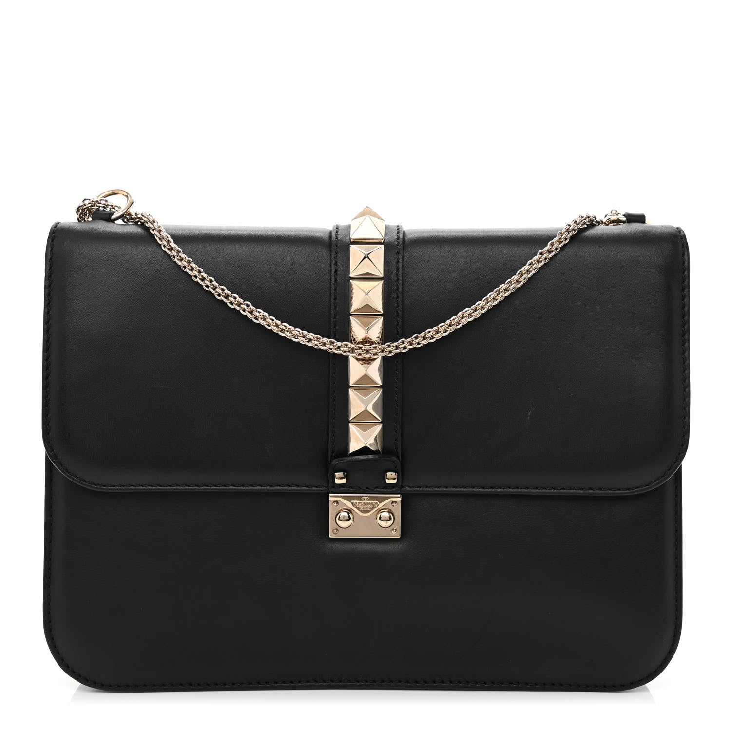 Valentino Garavani Vitello Medium Glam Lock Rockstud Flap Black 1 of 13