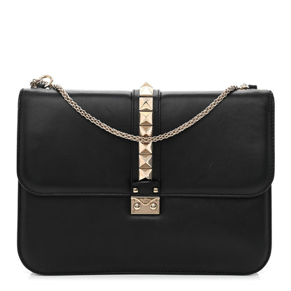 Valentino Garavani Vitello Medium Glam Lock Rockstud Flap Black 1 of 13