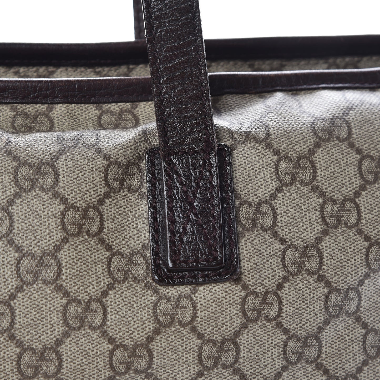 GG Supreme Monogram Medium Zippered Shopping Tote Dark Brown