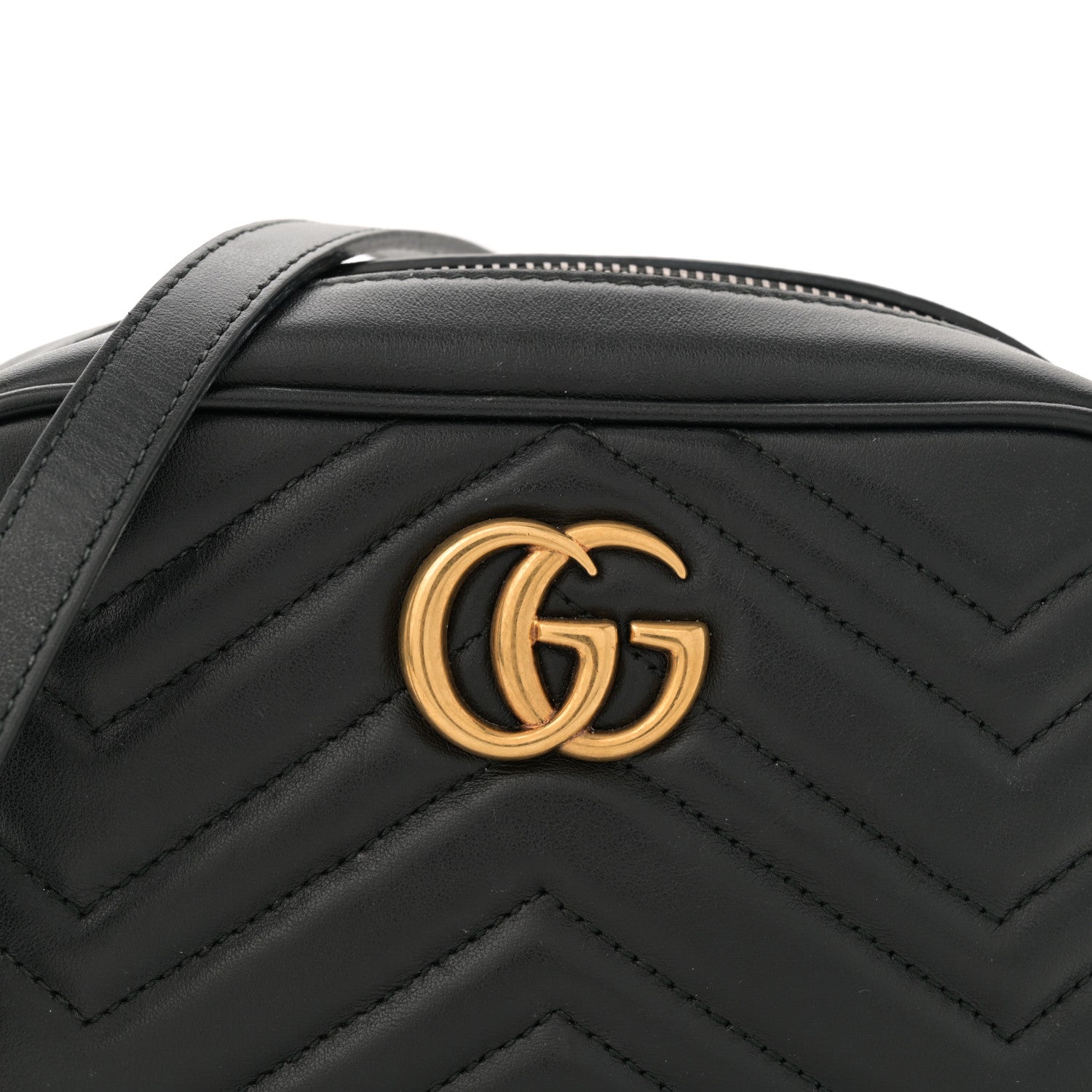 Gucci Calfskin Matelasse Mini GG Marmont Chain Shoulder Bag Black 8 of 13