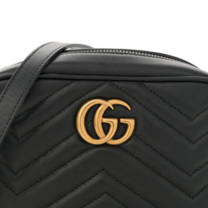 Gucci Calfskin Matelasse Mini GG Marmont Chain Shoulder Bag Black 8 of 13