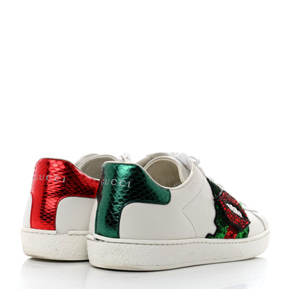 Gucci Calfskin Web Crystal Womens Mouth Ace Sneakers 38.5 White 4 of 7